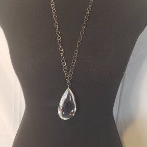 NWT White House Black Market Necklace with Large Clear Lucite Teardrop Pendant